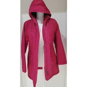 L.L Bean Zipper Button  Front Pink Rain Jacket Size Xs